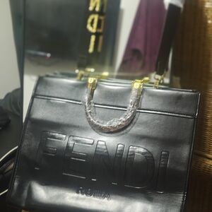 Fendi Black Leather Tote Bag